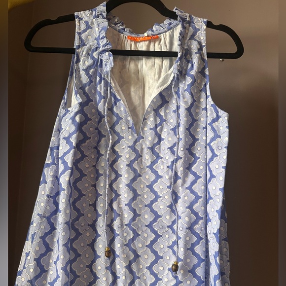 Oliphant Sleeveless Tiered Short Dress Blue Print Medium - Picture 5 of 6